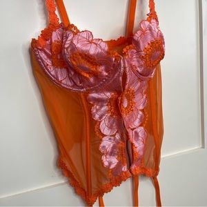 Savage X Fenty Perfect Poppies Lace Bustier with Garter Corset Top